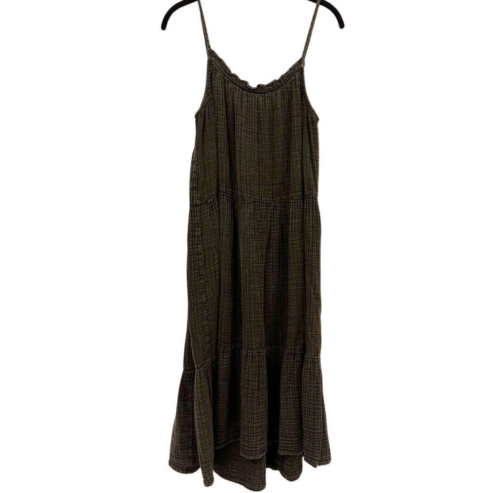 Black Daily Practice by Anthropologie Gauzy Tiered Midi Dress